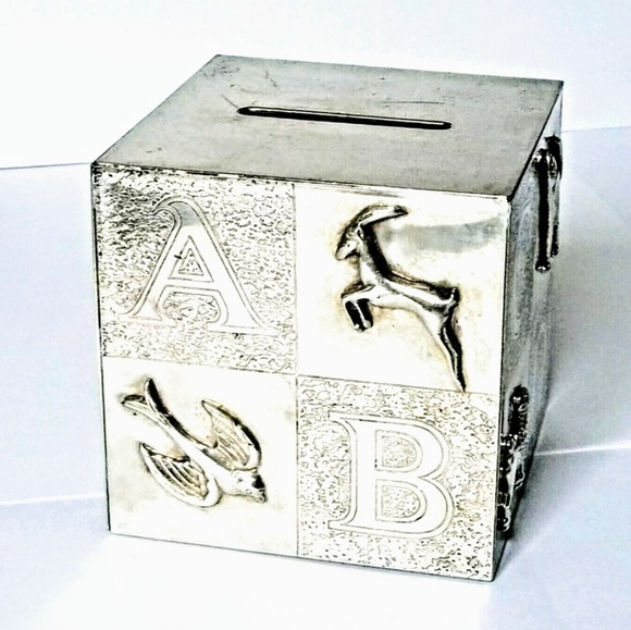 Gorham Vintage Baby Nursery Cube COIN BANK - Picture 4 of 12